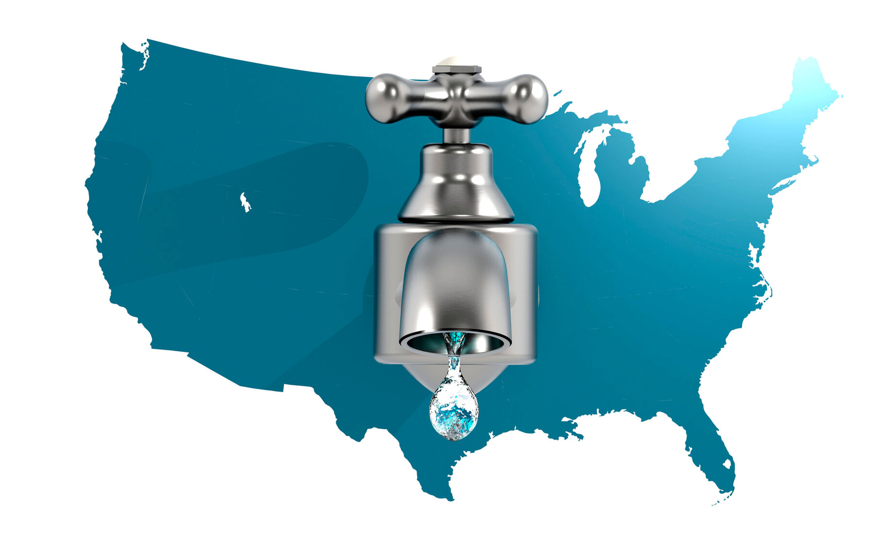 USA-Karte mit Wasserhahn