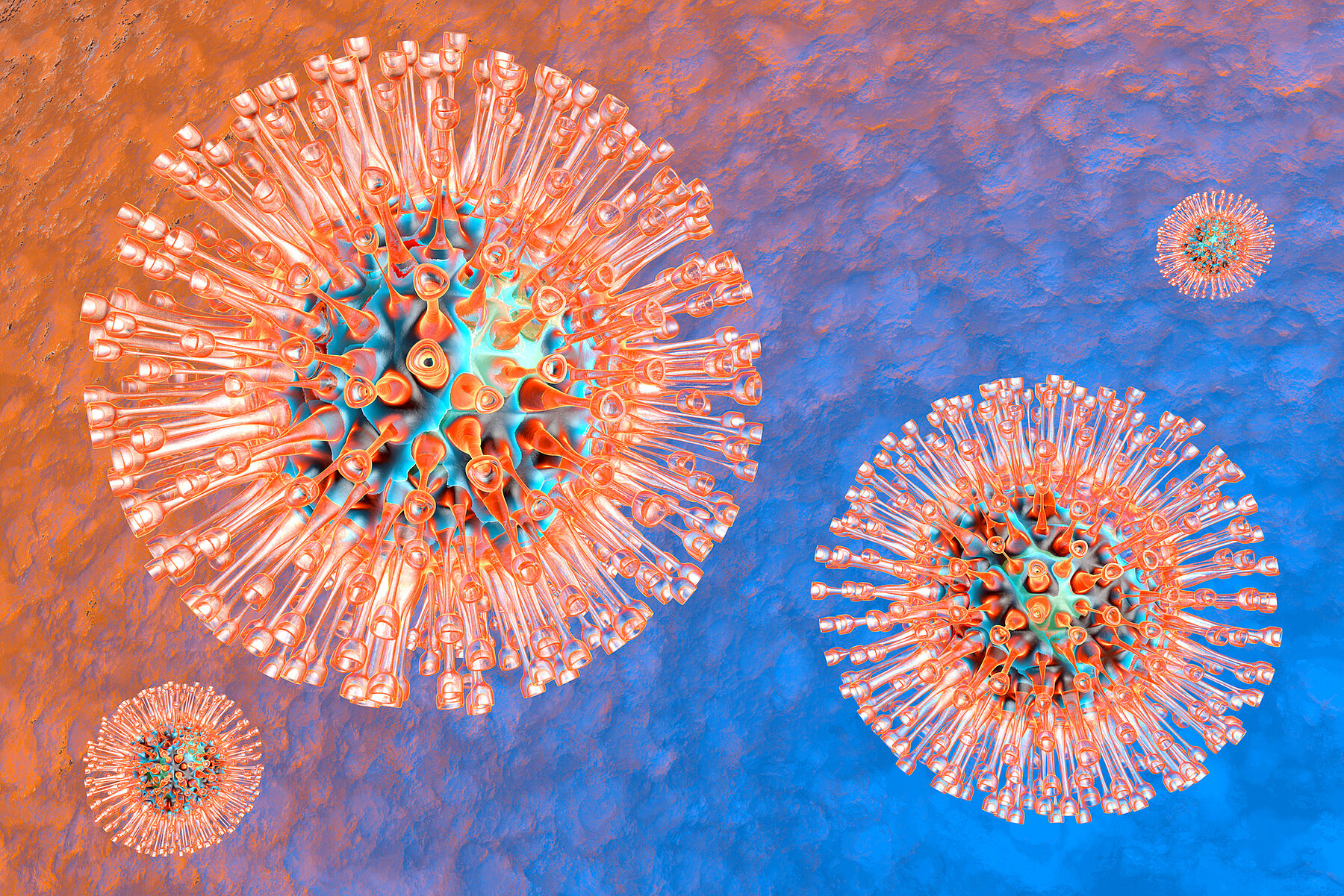 Herpes Viruses A medical visualization of a group of Herpes Viruses. 3D Illustration.